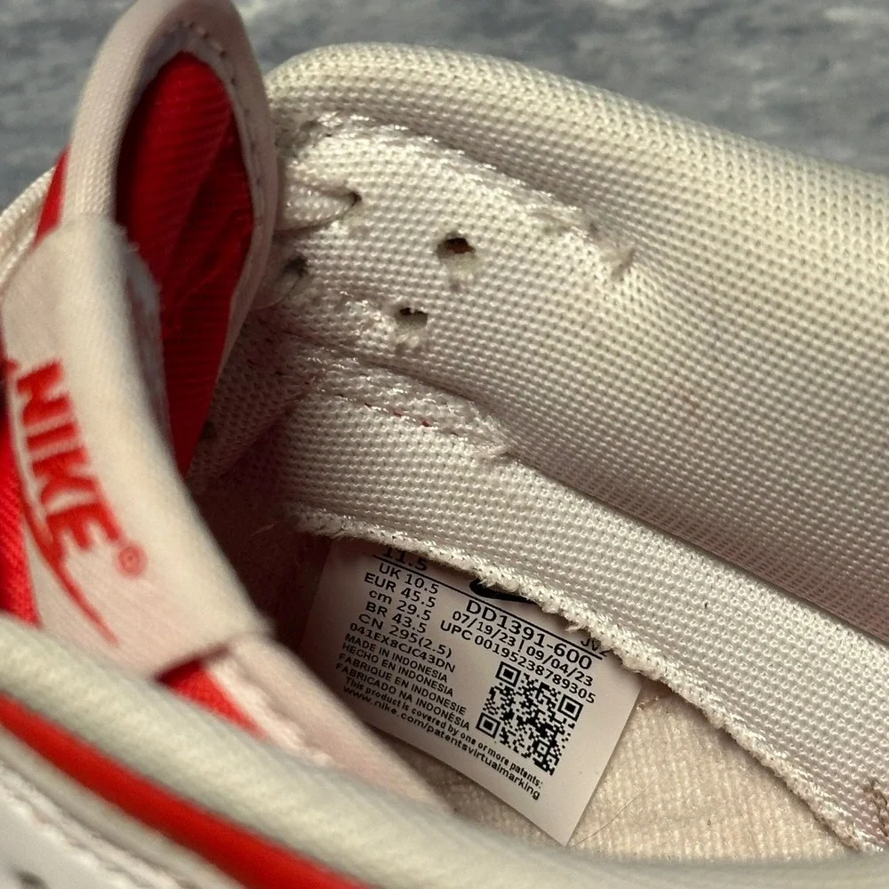 Nike Dunk Low Championship Red White Red Men's Sneakers Size US 11.5‎ DD1391-600